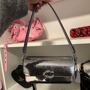 Coach Sequin Studio Baguette Bag in silver